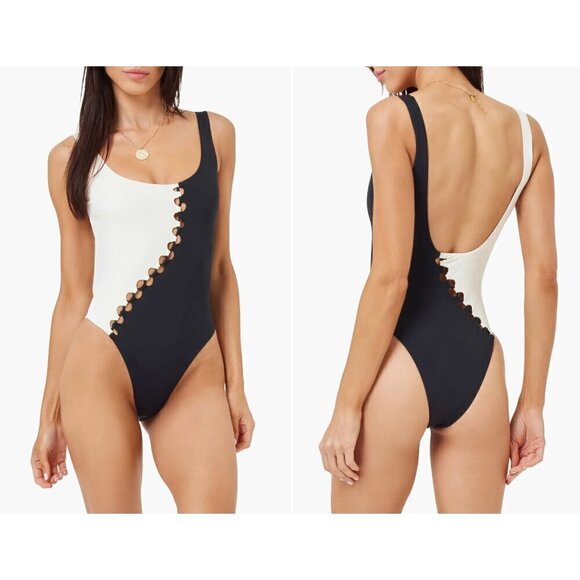 New L SPACE Size XS Solstice Bitsy Cutout Colorblock One-Piece Swimsuit - Picture 1 of 9